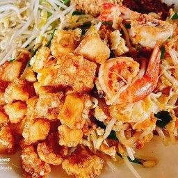ผัดไทย กากหมู+กุ้ง