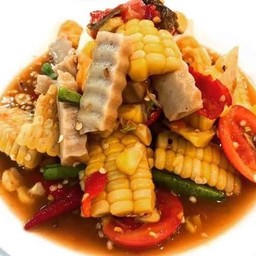 ตำข้าวโพด หมูยอปลาร้า นัวร์ๆเด็ดๆ