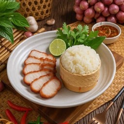 ข้าวเหนียว หมูสามชั้นทอดน้ำปลา จิ๋มแจ่ว