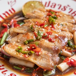 ยำคอหมูย่างนัว#ปลาร้าคุณนาย