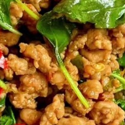 กะเพราะหมูสับกับจ้อบ