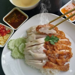 ข้าวมันไก่ 2in1 (ต้ม+ทอด) ธรรมดา