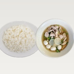 ข้าวสวย + เกาเหลาเลือดหมู