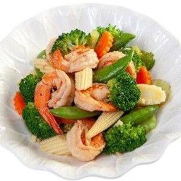 ผัดผักรวมมิตรกุ้งสด