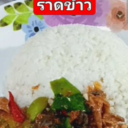คะน้าปลากระป๋อง ราดข้าว