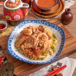 สุกี้เเห้งรวมมิตร(หมู +หมึก+กุ้ง)