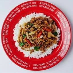 [S]กะเพราหมูสับใส่หน่อไม้ดอง+ข้าวหอมมะลิ