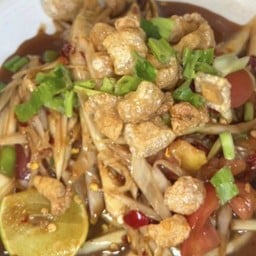 ตำปลาร้ากากหมูทอด