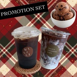 Promotion!Americano(ice) 1แก้ว+ Cocoa(ice) 1แก้ว Free ไอศกรีมช็อกโกแลต 1scoop ลดเหลือ155฿