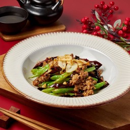 ถั่วแขกผัดเต้าซี่หมูสับ