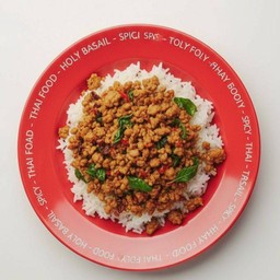 [แยกกับ]กะเพราหมูสับ+ข้าวหอมมะลิ