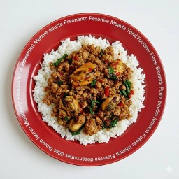 [แยกกับ]กะเพราหมูสับใส่หอยแมลงภู่+ข้าวหอมมะลิ