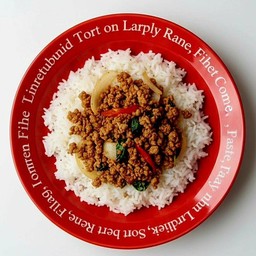 [แยกกับ]กะเพราหมูสับใส่หอมใหญ่+ข้าวหอมมะลิ