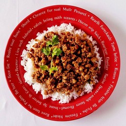 [แยกกับ]หมูสับผัดกะปิกุ้งหวาน+ข้าวหอมมะลิ