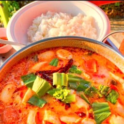 ข้าวเปล่าต้มยำกุ้ง+หมูสับน้ำข้น