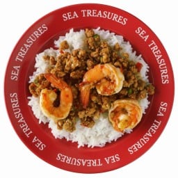 สองสหายผัดกะปิกุ้งหวาน+ข้าวหอมมะลิ