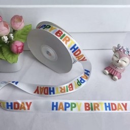 ริบบิ้นโบว์ HBD อักษรหลากสี