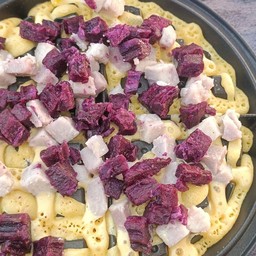 วาฟเฟิลไส้เผือก+มันม่วง