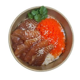 ข้าวหน้าแซลมอนดอง+ไ่ข่กุ้ง