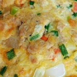 KH03.69 ข้าวไข่เจียว 2 ฟอง หมูสามชั้น 50 กรัม