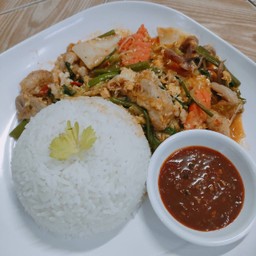 ข้าว+สุกี้ผัดแห้งหม่าล่าชาลิ้น