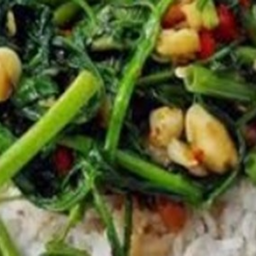 /KD25  ผักบุ้งไฟแดง 50 กรัม  ราดข้าว/เลือกเนื้อสัตว์เพิ่มได้