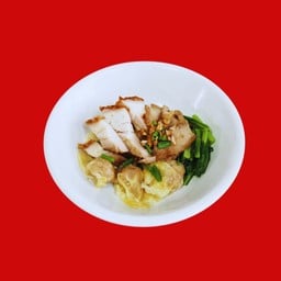 เกี๊ยวหมูย่าง + หมูกรอบ