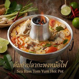 ต้มยำปลากะพงหม้อไฟ