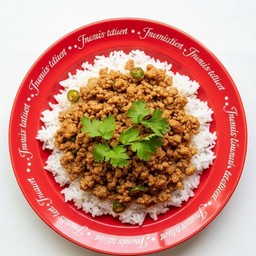 หมูสับผัดกะปิกุ้งหวานราดข้าวหอมมะลิ+ไข่ดาว