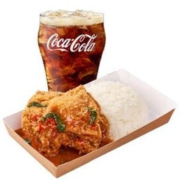 [อร่อยซ่ากับโค้ก] ชุดข้าวไก่ทอดแมค ซอสกะเพรา (XL)