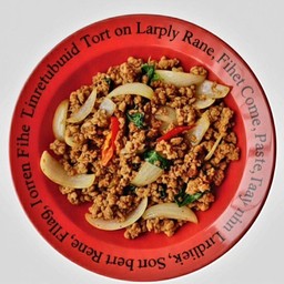 กะเพราหมูสับใส่หอมใหญ่ราดข้าวหอมมะลิ+ไข่ดาว