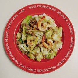 สองสหายผัดกะหล่ำปลีราดข้าวหอมมะลิ+ไข่ดาว