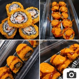 ข้าวปั้นสาหร่ายใส้ปูอัดทอดราดซอสไข่กุ้ง