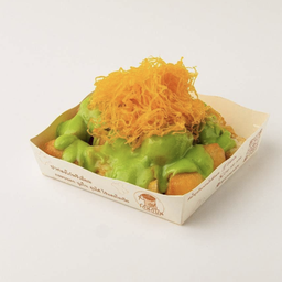 ปาท่องโก๋ราดสังขยาใบเตยฝอยทอง