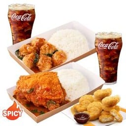 ชุดอิ่มคู่กระเพราไก่กรอบ & กะเพราไก่ทอดแมค