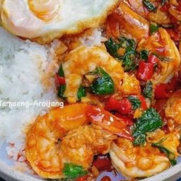 กระเพรากุ้ง+ไข่ดาว