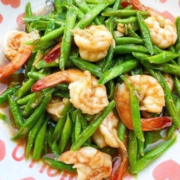 ผัดถัวฝักยาวใสกุ้ง
