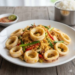 ปลาหมึกผัดไข่เค็ม