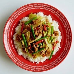 [ใส่ถุง] หมูสับผัดผักรวม+ข้าวหอมมะลิ