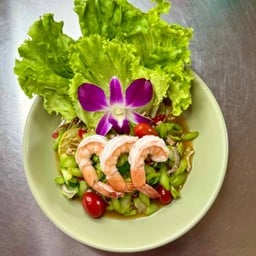 ยำคะน้ากุ้งเด้ง