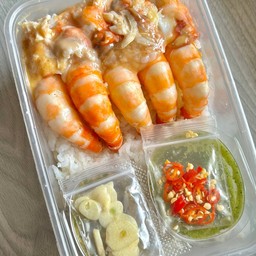 ข้าวหน้ากุ้งแกะ+น้ำจิ้มซีฟู้ด