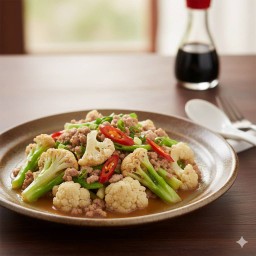 ดอกกะหล่ำผัดหมูสับ