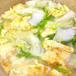 แกงจืด วุ้นเส้น ไข่เจียวน้ำ+ใส่ผักกาดขาว (ไข่1ฟอง)