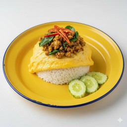 ข้าวไข่ข้นคั่วกลิ้งหมูสับ