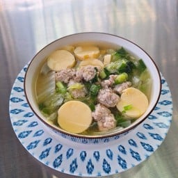ต้มจืดเต้าหู้หมูสับ (ไม่ใส่กะเทียมเจียว)
