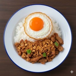 ข้าวหมูทอดกระเทียมไข่ดาว