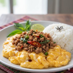 ข้าวไข่ข้นกระเพราหมูสับ