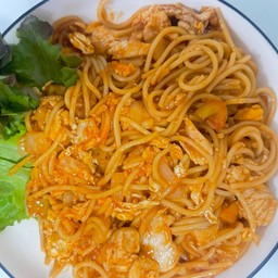 สปาเกตตี้ซอสหมูสับไส้กรอก