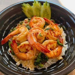 ข้าวกะเพรากุ้ง