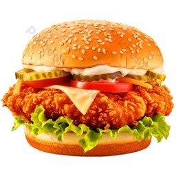 เบอร์เกอร์ไก่กรอบ+ชีส Crispy Chicken Burger + Cheese